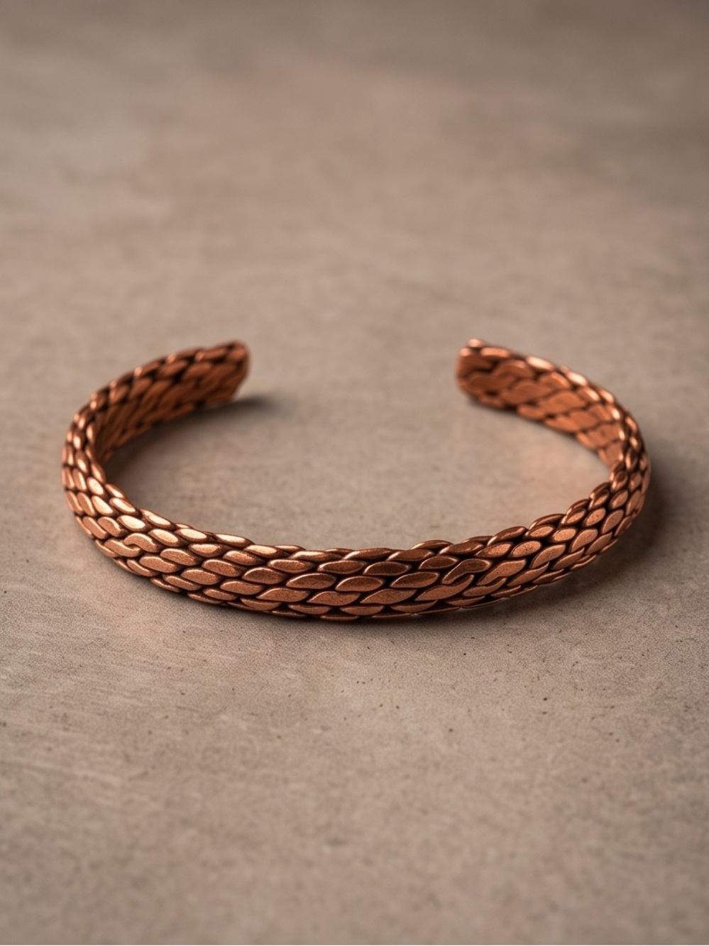 Handcrafted Woven Copper Cuff Bracelet Unisex